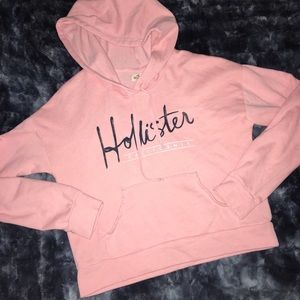 Pink hollister cropped hoodie